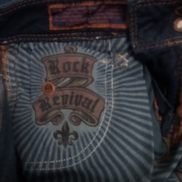 Rock Revival NWT Women's Jeans 27 Wide Leg Embellished Distressed - Picture 11 of 15